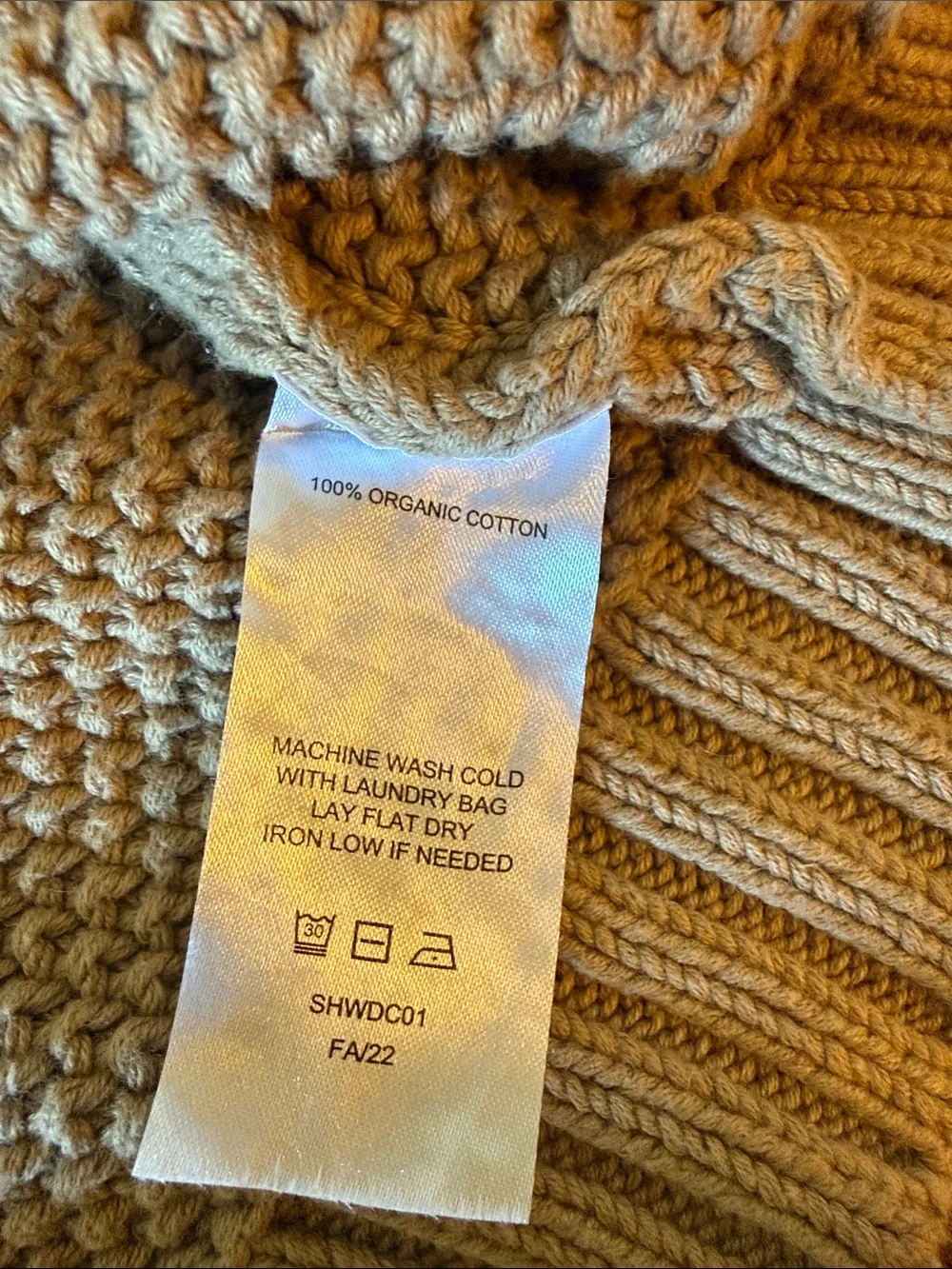 Quince Camel Cable Knit Button-Front Women's Sweater Cardigan - Picture 3 of 3
